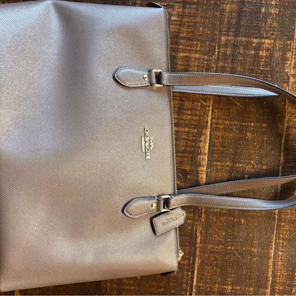 Coach Dark Stone Leather Gallery Tote Bag - Picture 2 of 4